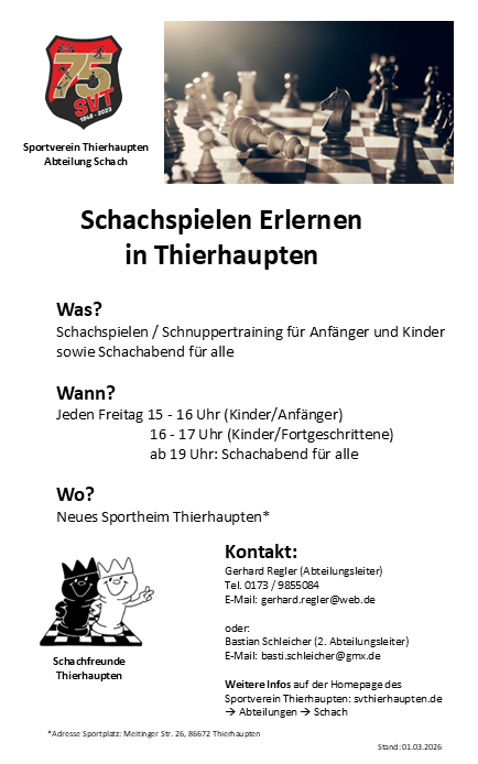 Schachspielen Erlernen in Thierhaupten
